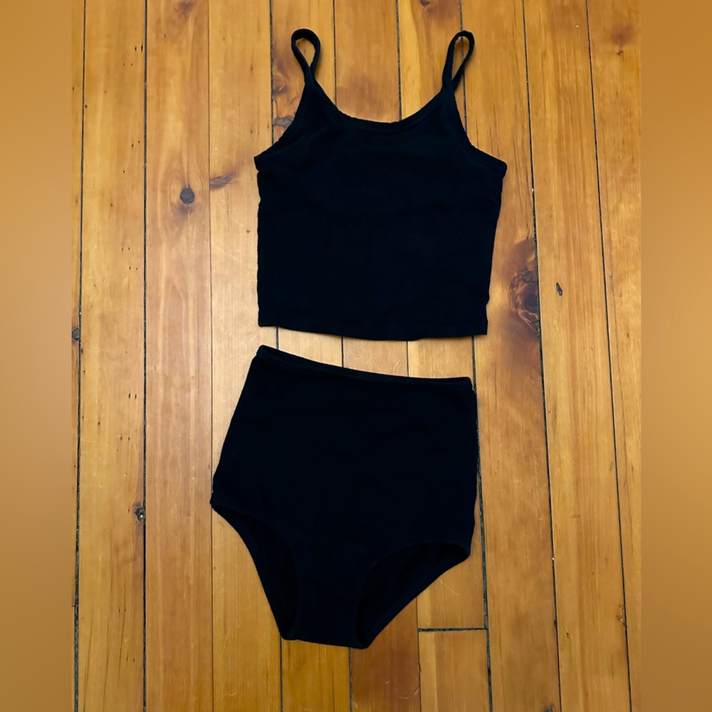 Women's ARQ Crop Tank and High- Rise Undies Set EUC Small Black